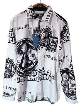 AO Amongst Others Dollar Bill Button Up Shirt. Nwt 2XL